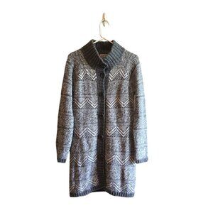 Maryline Italian Wool Blend Knit Mock Neck Duster Cardigan Sz S